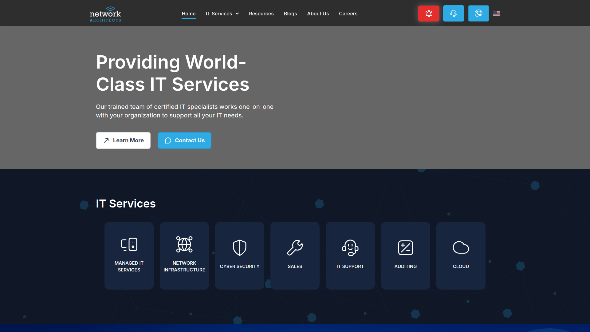 Screenshot of the networkarchs.com home page